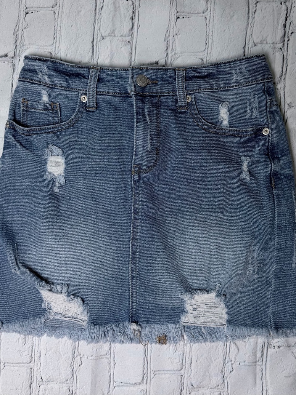 wild fable Distressed Denim Mini Skirt - Blue